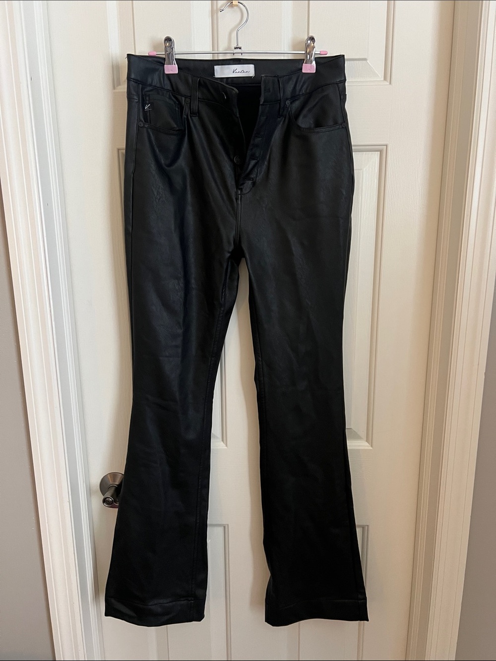 KanCan Black Faux Leather Flared Pants